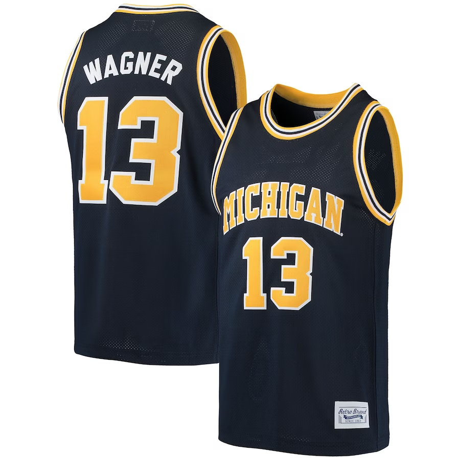 Men's Michigan Wolverines Moritz Wagner #13 Navy Team Basketball Jersey